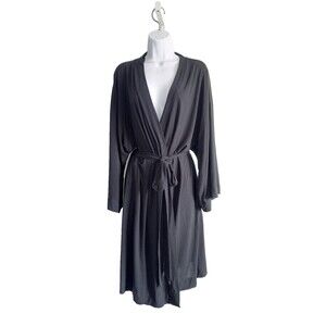 Soma Black Kimono Robe Women's Size L/XL  Soft Loungewear Belted With Pockets